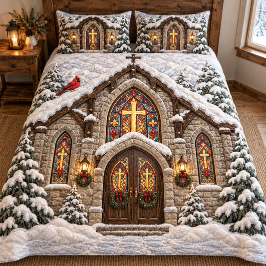Snowfall Chapel 3-Piece Quilted Bedding Set SN0TV791
