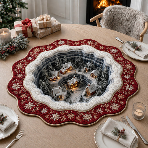 Snowflake Crater Village Custom Shape Quilted Table Topper SN0HH0114