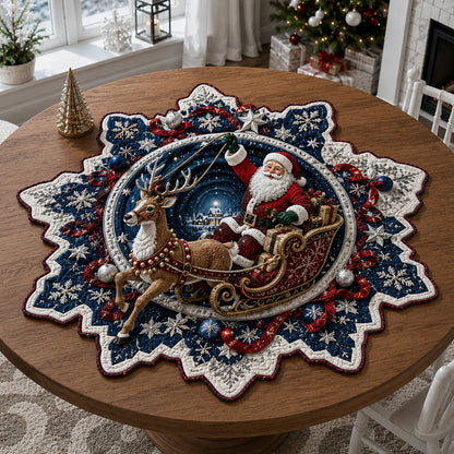 Snowflake Santa Sleigh Custom Shape Quilted Table Topper SN0HH0148