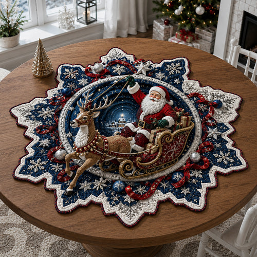 Snowflake Santa Sleigh Custom Shape Quilted Table Topper SN0HH0148