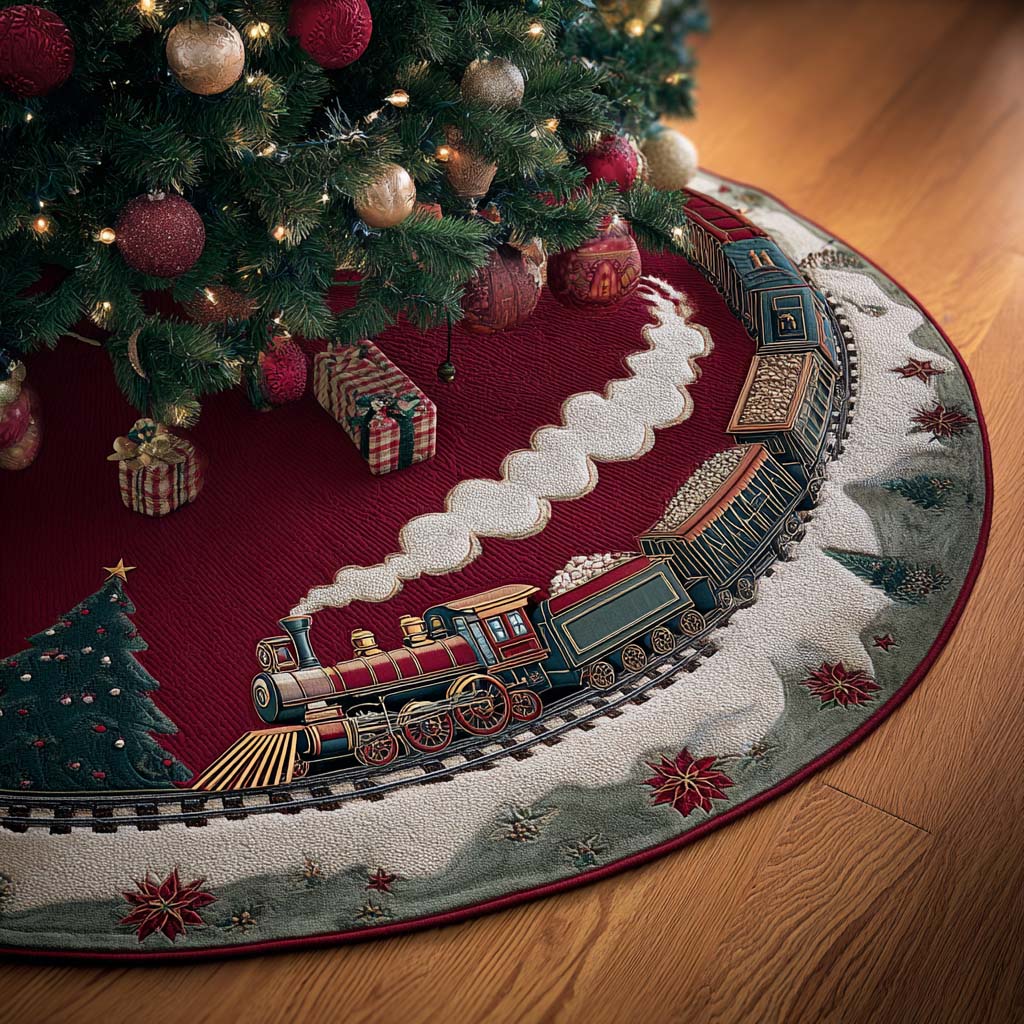 Snowland Ride Christmas Quilted Tree Skirt NCU0DDK1844