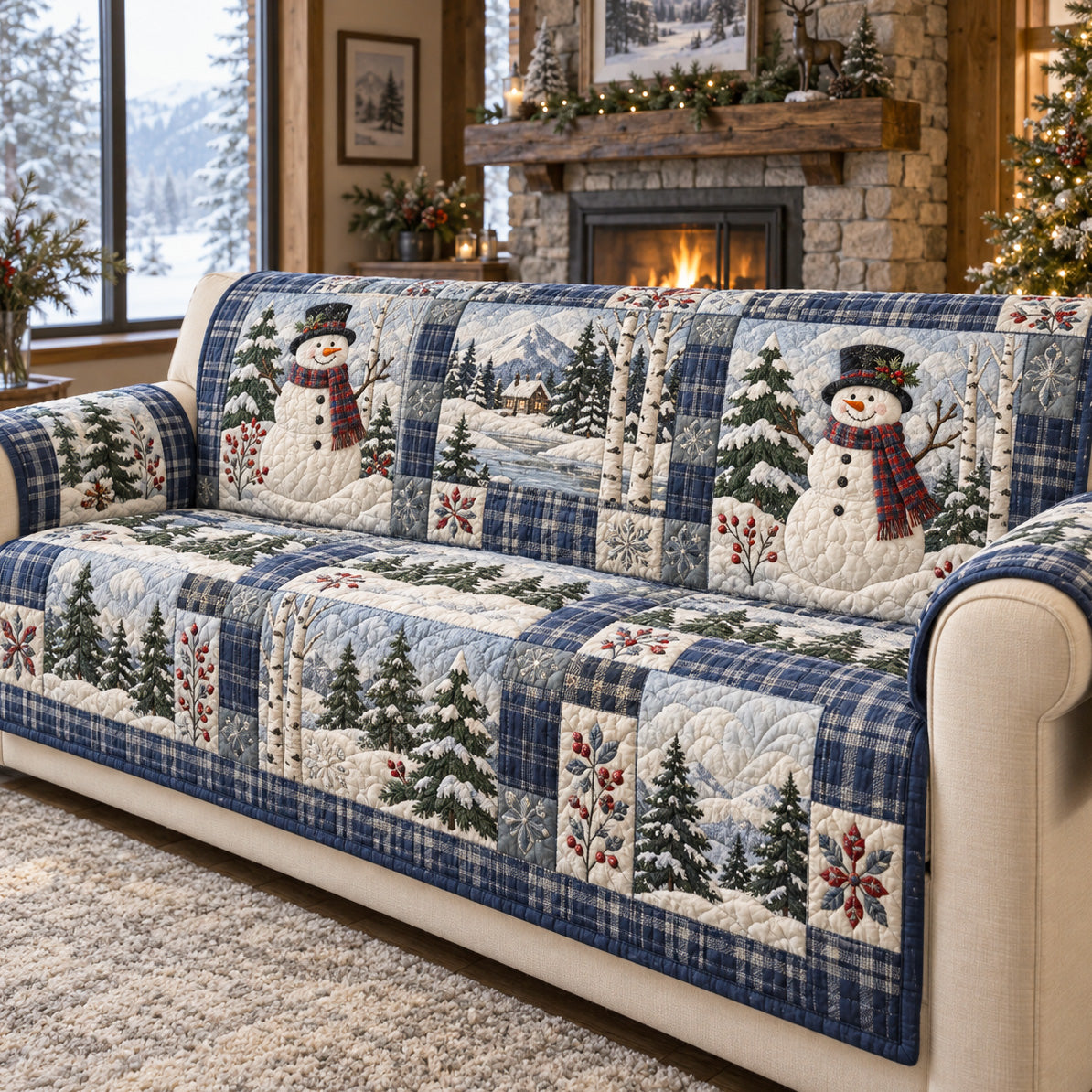 Snowman Alpine Dreams Quilted Sofa Cover SN0TV404
