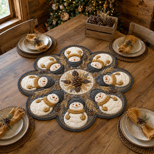 Snowman Cheer Custom Shape Quilted Table Topper SN0TD193