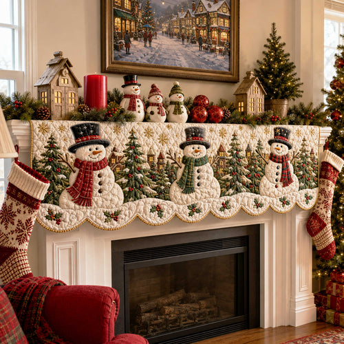 Snowman Cheer Quilted Mantel Scarf SN0TD206