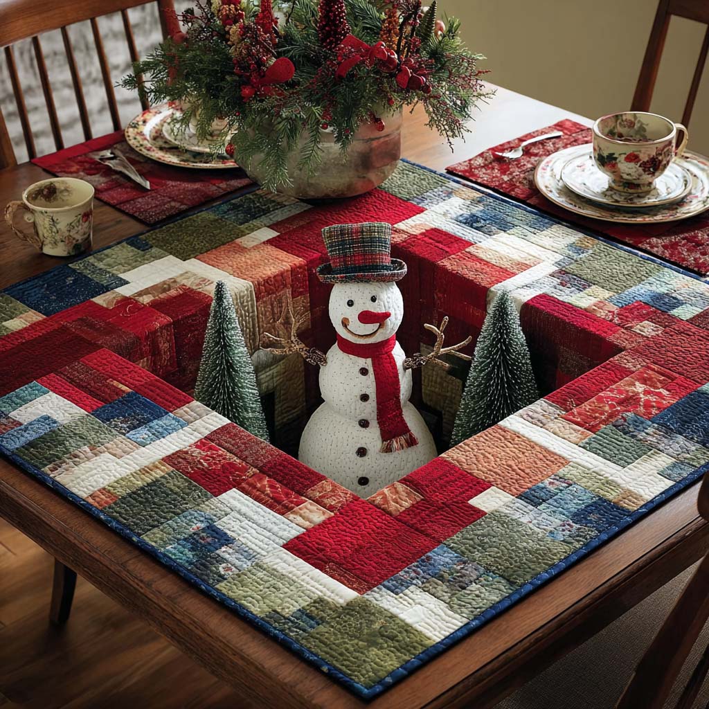 Snowman Cheer Quilted Table Topper NCU0NNT1738