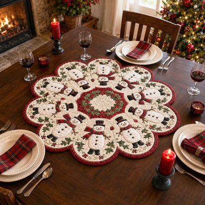 Snowman Christmas Custom Shape Quilted Table Topper SN0TD190