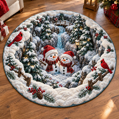 Snowman Christmas Haven Quilted Round Mat SN0TV447