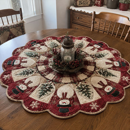 Snowman Christmas Joy Custom Shape Quilted Table Topper SN0PT700