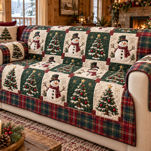 Snowman Christmas Joy Quilted Sofa Cover SN0TV399