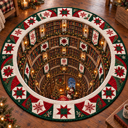 Christmas Library Quilted Round Mat NCU0SN014