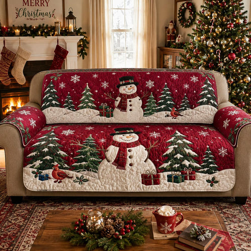 Snowman Christmas Quilted Sofa Cover SN0DV142