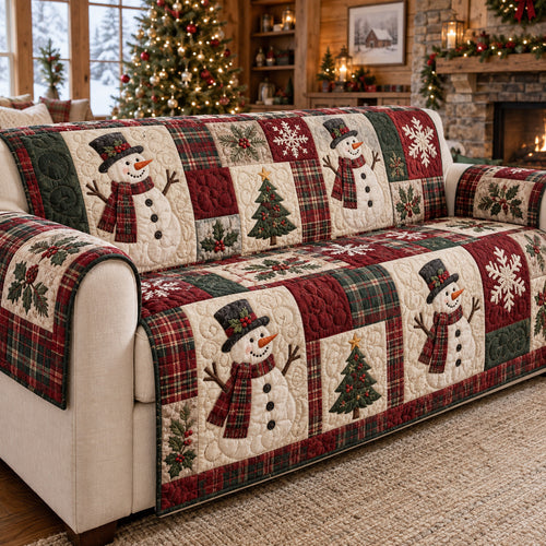 Snowman Christmas Tales Quilted Sofa Cover SN0TV402