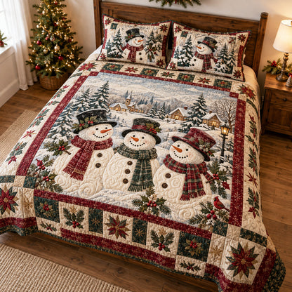 Snowman Dreams 3-Piece Quilted Bedding Set SN0TV785