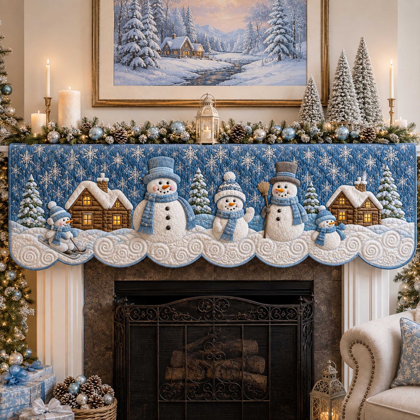Snowman Dreams Quilted Mantel Scarf SN0TD267