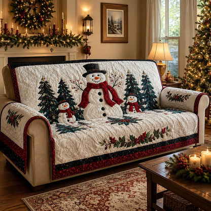 Snowman Family Quilted Sofa Cover SN0DV146