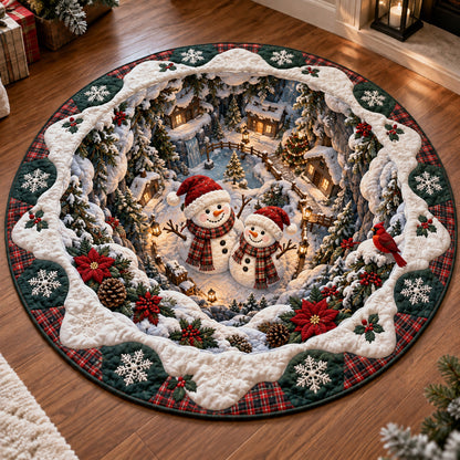 Snowman Forest Retreat Quilted Round Mat SN0TV446