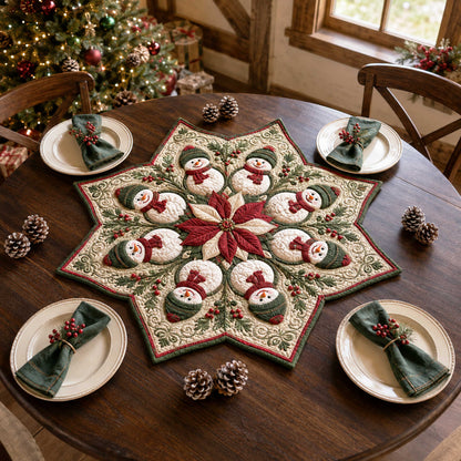 Snowman Friends Custom Shape Quilted Table Topper SN0TD194