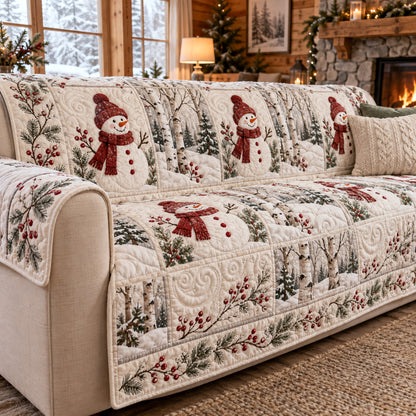 Snowman Frosted Tales Quilted Sofa Cover SN0TV406