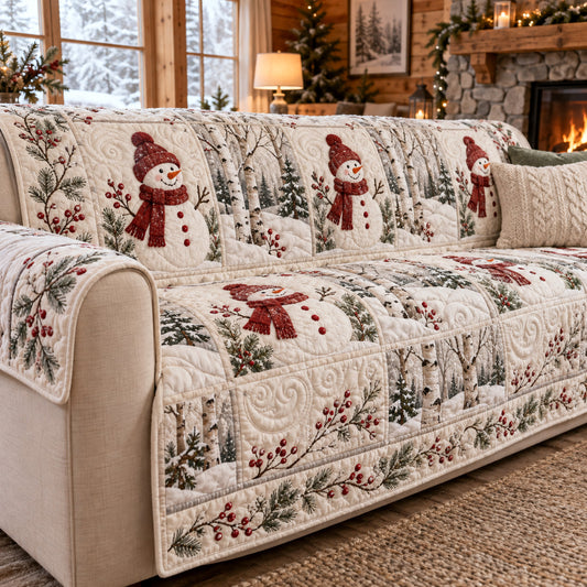 Snowman Frosted Tales Quilted Sofa Cover SN0TV406