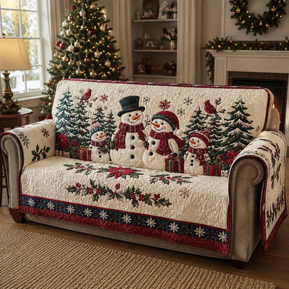 Snowman Gathering Quilted Sofa Cover SN0DV152