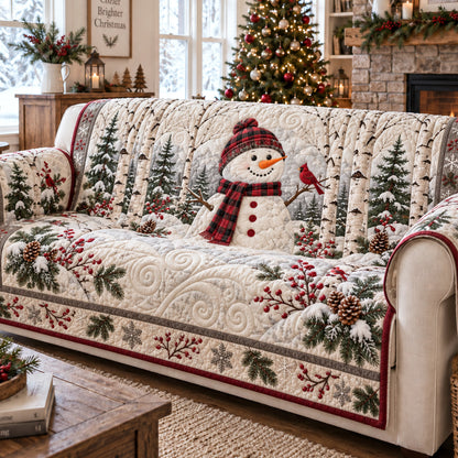 Snowman Haven Quilted Sofa Cover SN0TV296
