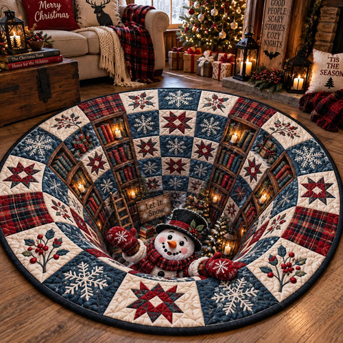 Snowman Holiday Vortex Quilted Round Mat SN0DV726