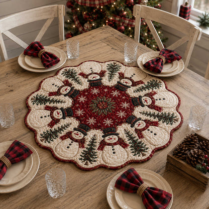 Snowman Joy Custom Shape Quilted Table Topper SN0TD197