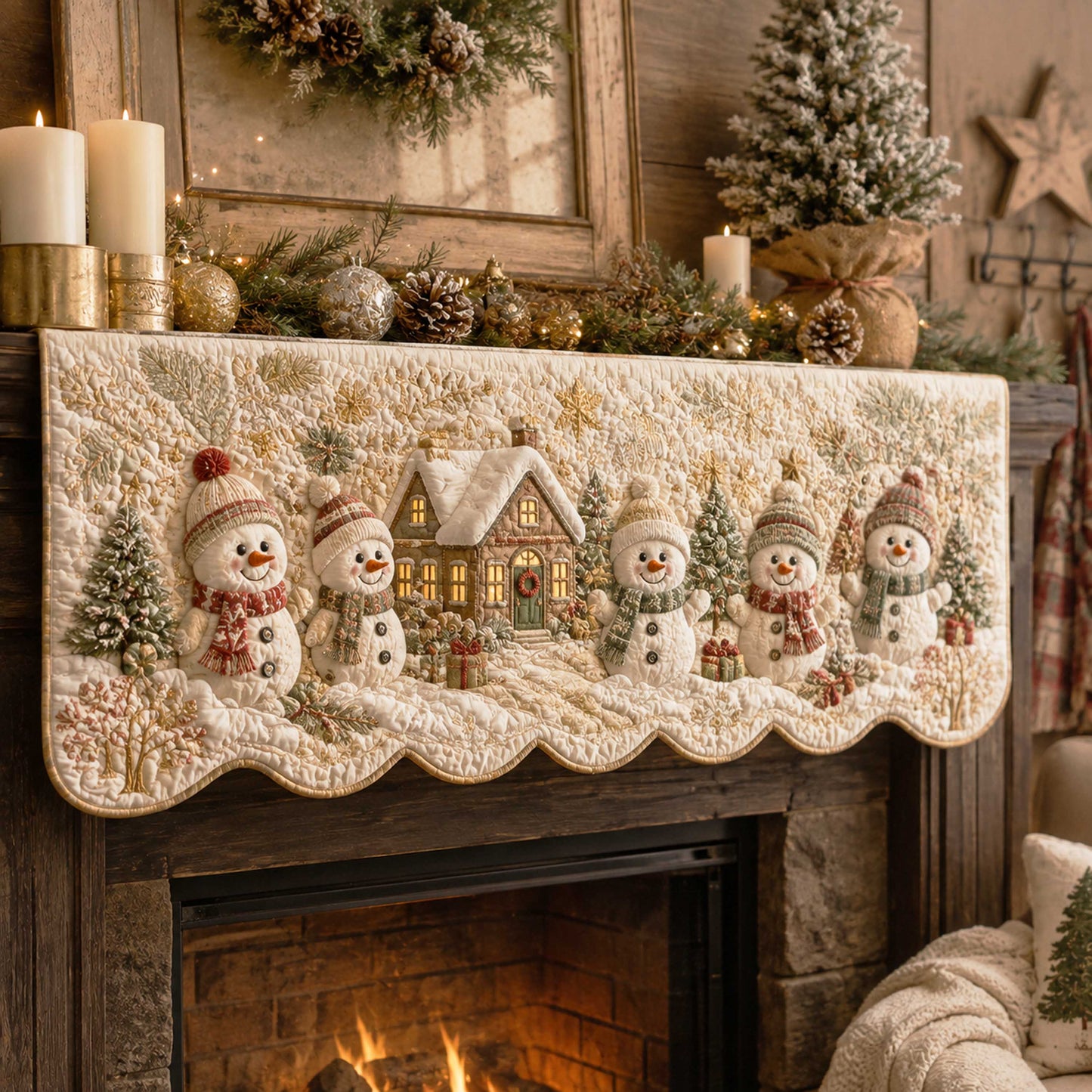 Snowman Joy Quilted Mantel Scarf SN0TD266