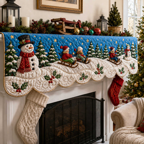 Snowman Magic Quilted Mantel Scarf SN0TD207