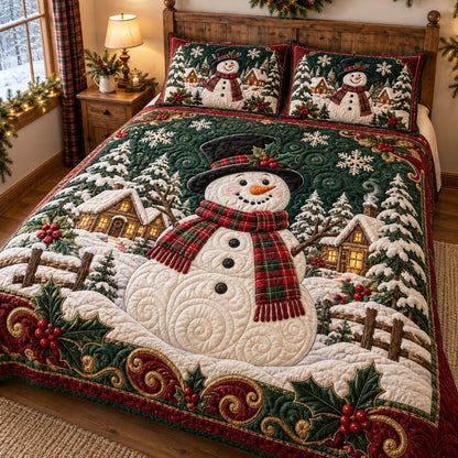 Snowman Noel 3-Piece Quilted Bedding Set SN0TV781