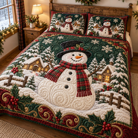 Snowman Noel 3-Piece Quilted Bedding Set SN0TV781