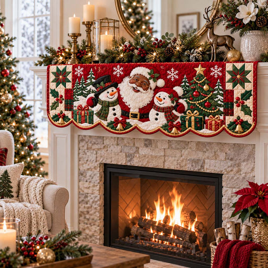 Snowman Santa Quilted Mantel Scarf SN0HH0389