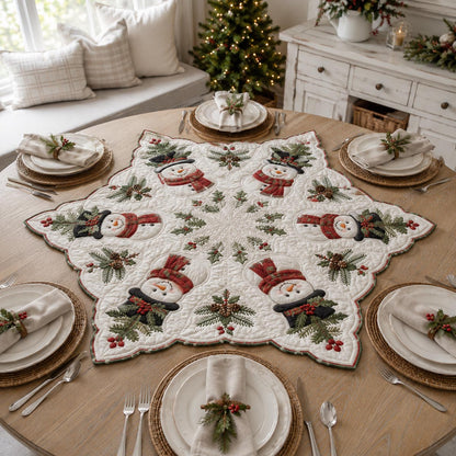 Snowman Snowflake Custom Shape Quilted Table Topper SN0DV308