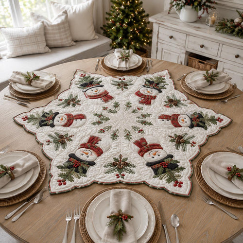 Snowman Snowflake Custom Shape Quilted Table Topper SN0DV308