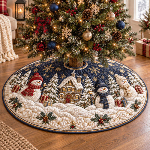 Snowman Spirit Christmas Quilted Tree Skirt SN0TD268