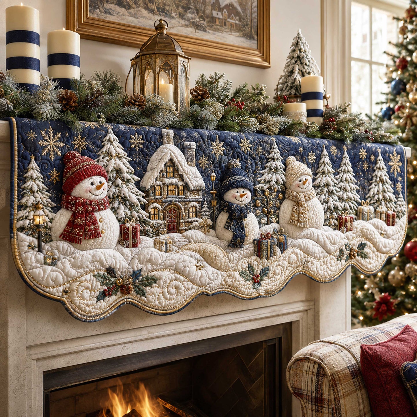 Snowman Spirit Quilted Mantel Scarf SN0TD268