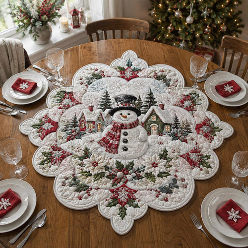 Snowman Village Custom Shape Quilted Table Topper SN0DV307
