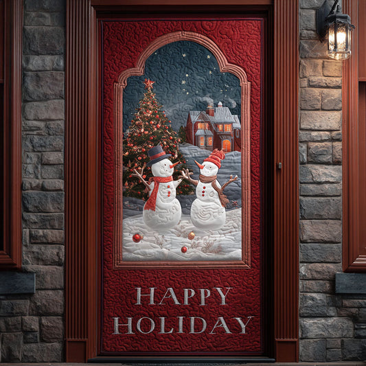 Snowman Village Night Quilted Door Cover NCU0PT10543