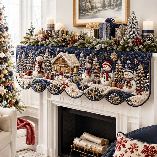 Snowman Village Quilted Mantel Scarf SN0TD259