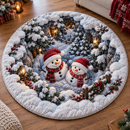 Snowman Winter Grove Quilted Round Mat SN0TV445