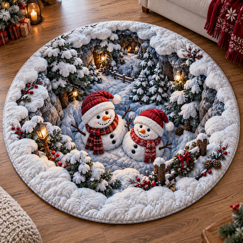 Snowman Winter Grove Quilted Round Mat SN0TV445