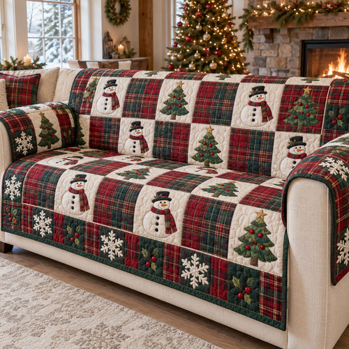 Snowman Winter Lane Quilted Sofa Cover SN0TV400