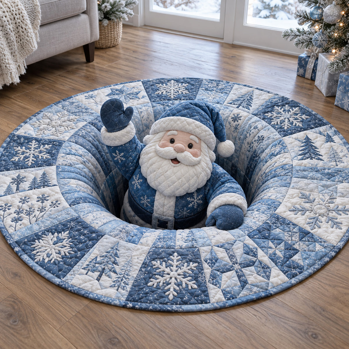 Snowman Winter Ring Quilted Round Mat SN0TV511
