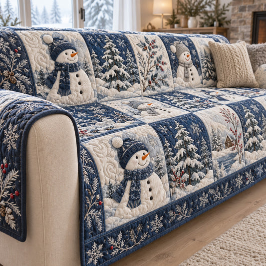 Snowman Winter Wonderland Quilted Sofa Cover SN0TV407