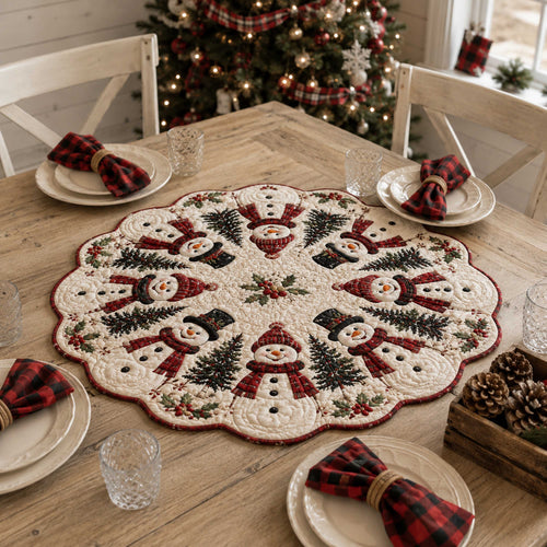 Snowman Wonderland Custom Shape Quilted Table Topper SN0TD195