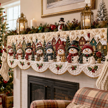 Snowman Wonderland Quilted Mantel Scarf SN0TD205