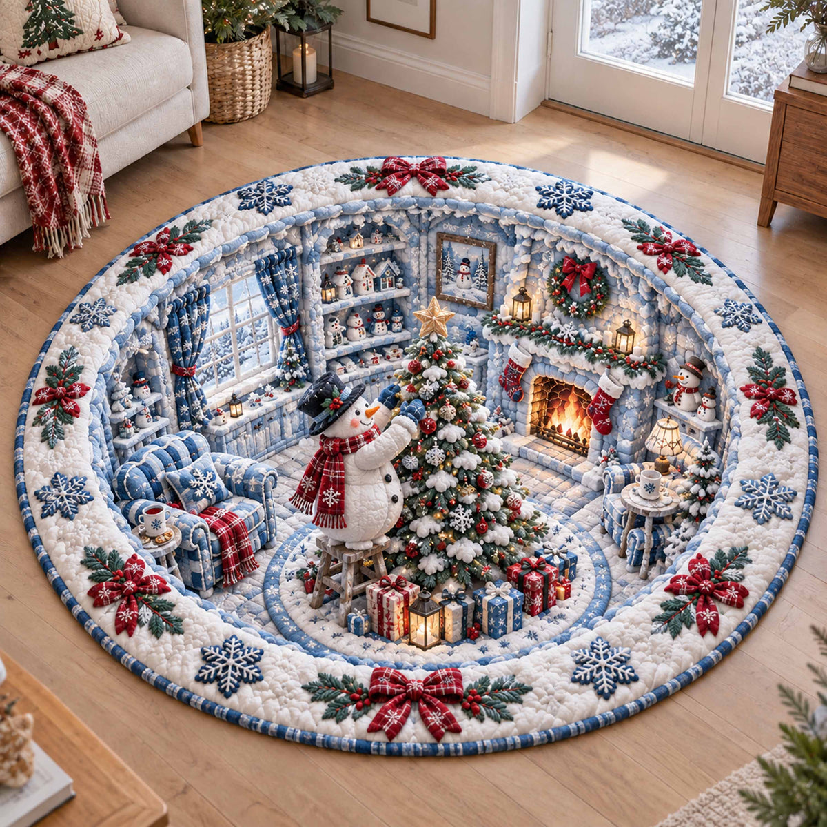 Hidden Living Room Quilted Round Mat NCU0SN013
