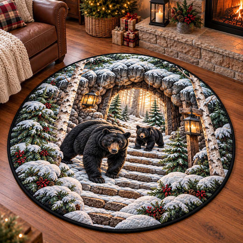 Snowy Archway Bear Quilted Round Mat SN0HH1063