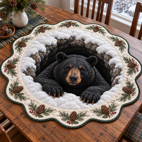 Snowy Bear Custom Shape Quilted Table Topper SN0TV698