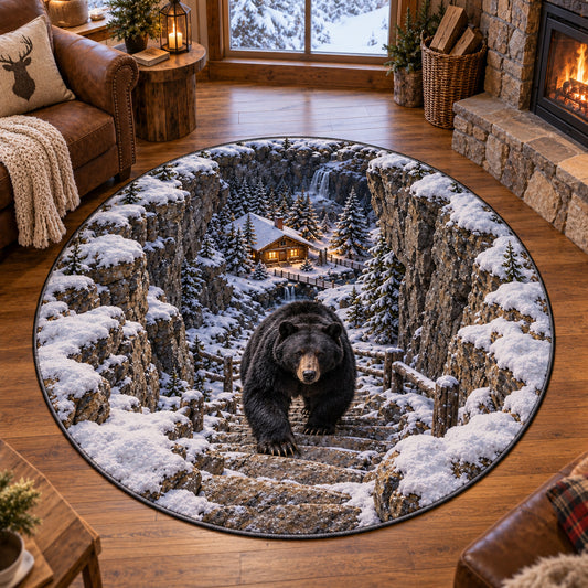 Snowy Bear Woods Round Carpet SN0TV626